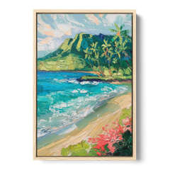 Honolulu Diamond Head View - Oak Framed Canvas Wall Art - Front