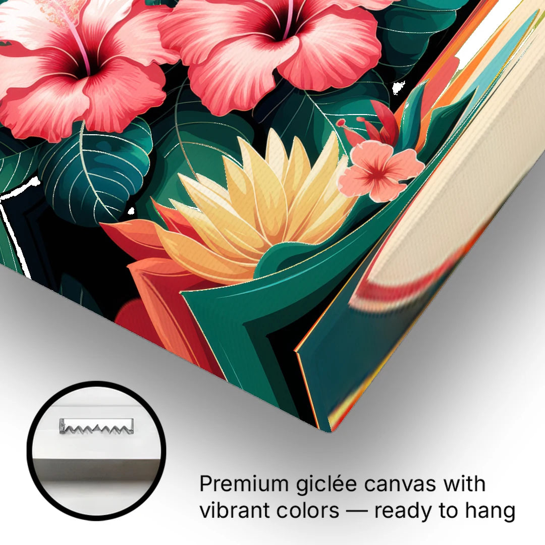 Honolulu Hawaiian Floral Design - Canvas Wall Art - Gallery Wrap Corner