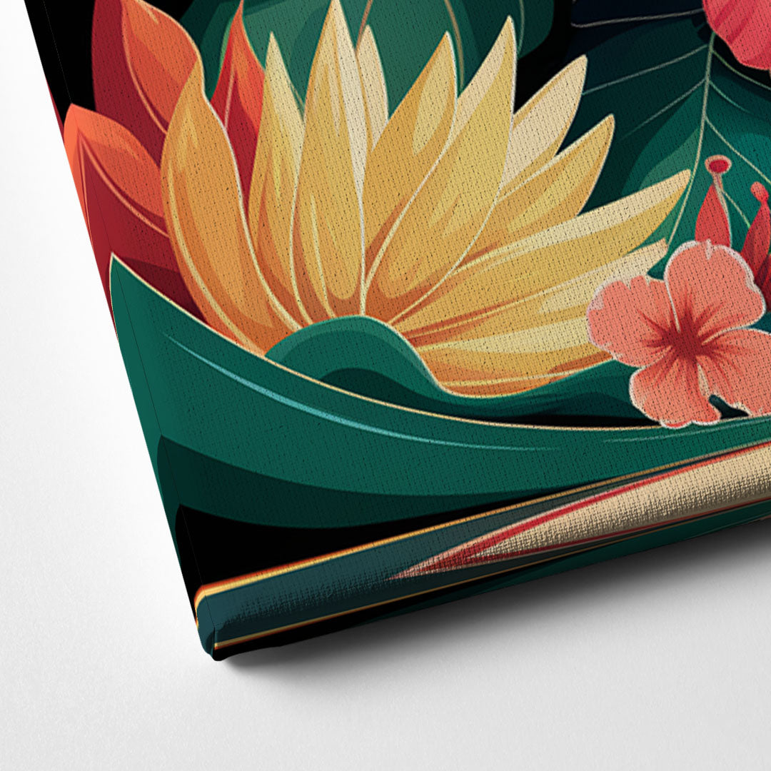 Honolulu Hawaiian Floral Design Canvas Close Up