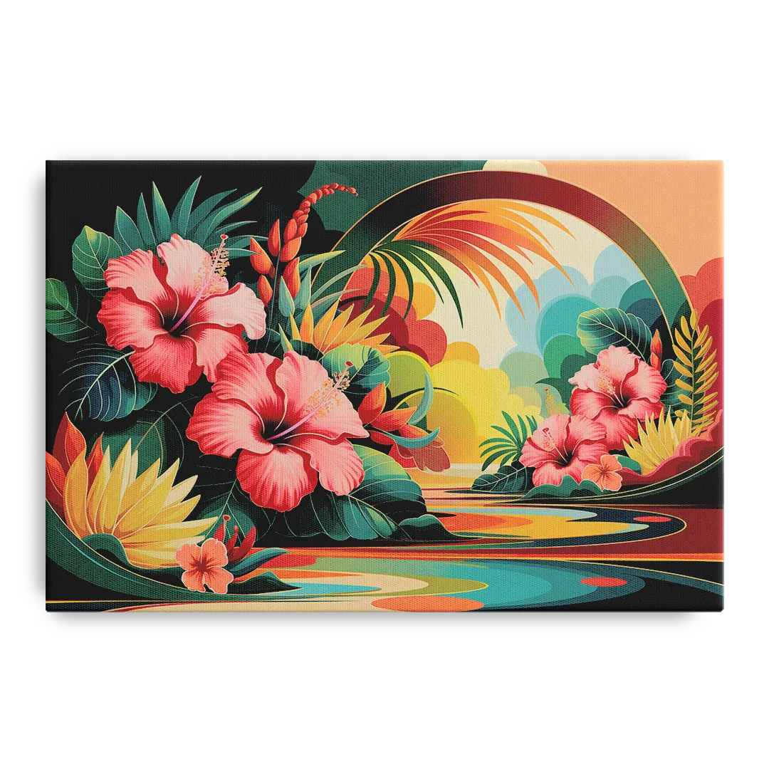 Honolulu Hawaiian Floral Design Front - Canvas Wall Art