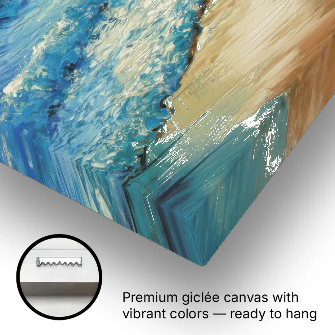 Honolulu Ocean Waves Scene - Canvas Wall Art - Gallery Wrap Corner