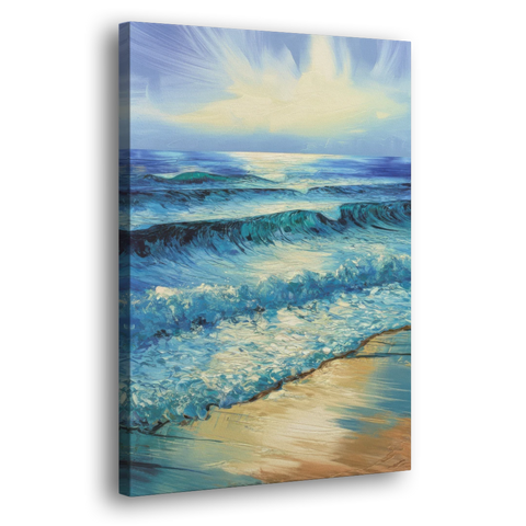 Honolulu Ocean Waves Scene - Canvas Wall Art - Side
