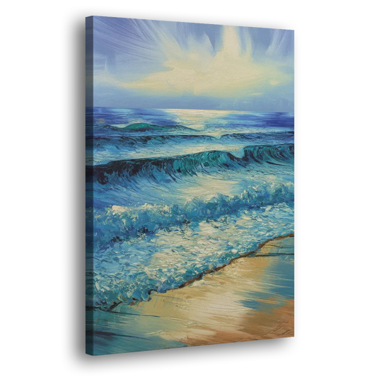 Honolulu Ocean Waves Scene Side - Canvas Wall Art