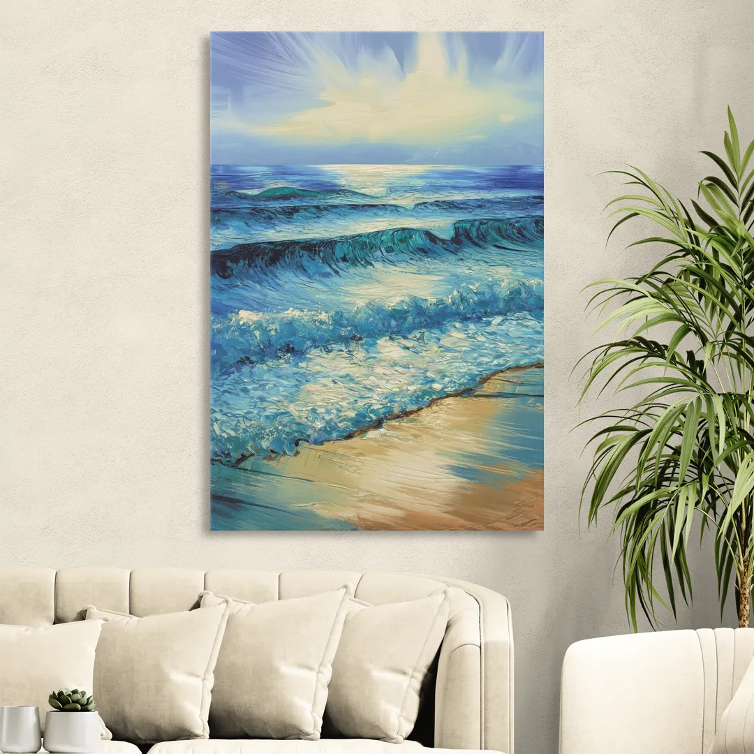 Honolulu Ocean Waves Scene Sitting Room - Canvas Wall Art