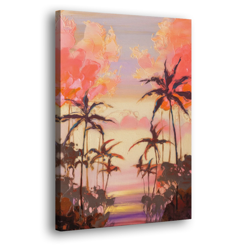Honolulu Palm Trees Silhouette - Canvas Wall Art - Side
