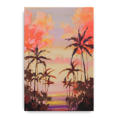 Honolulu Palm Trees Silhouette Front - Canvas Wall Art