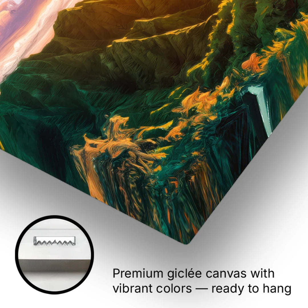 Honolulu Sunset Over Mountains - Canvas Wall Art - Gallery Wrap Corner