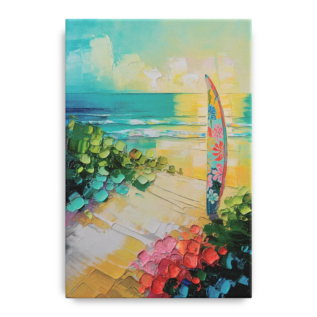 Honolulu Surfboard Vibes Front - Canvas Wall Art