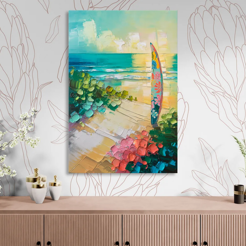 Honolulu Surfboard Vibes Living Room - Canvas Wall Art