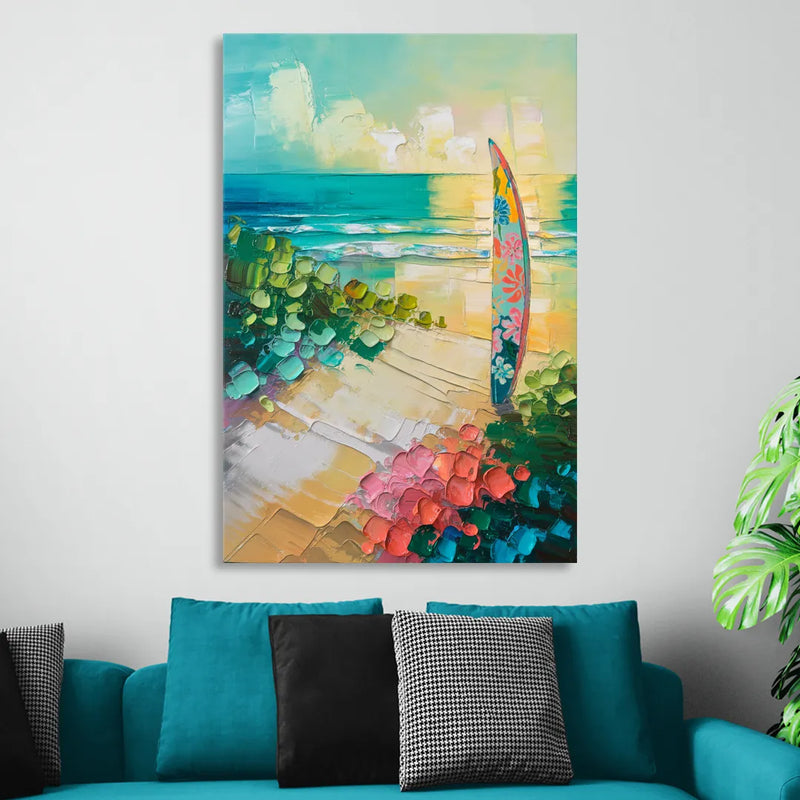 Honolulu Surfboard Vibes Sitting Room - Canvas Wall Art