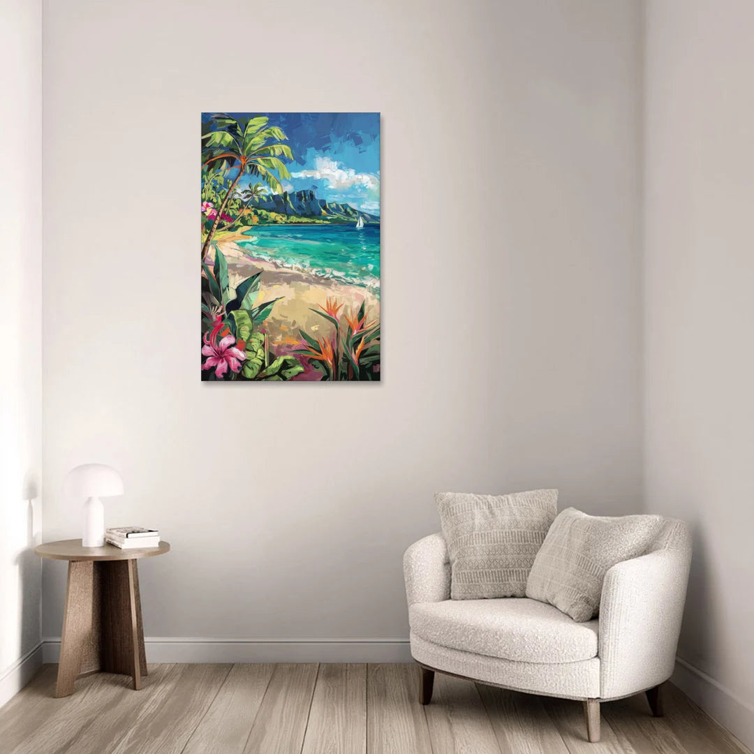Honolulu Tropical Paradise - Canvas Wall Art - Sofa - 24x36