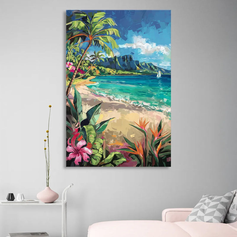 Honolulu Tropical Paradise Sitting Room - Canvas Wall Art