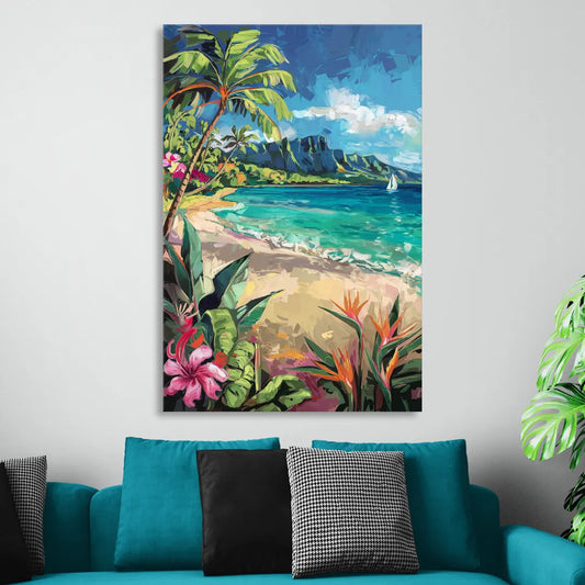Honolulu Tropical Paradise Living Room - Canvas Wall Art