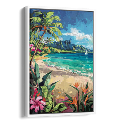 Honolulu Tropical Paradise Side - White Canvas Wall Art