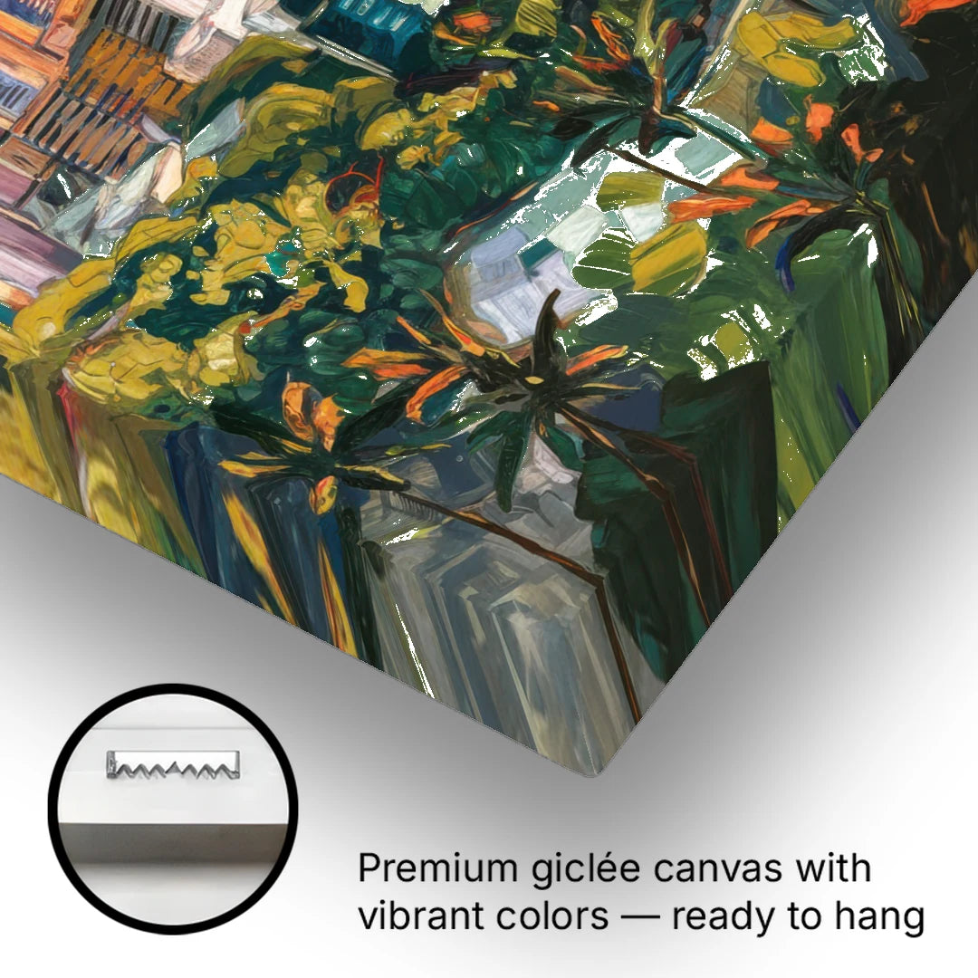Honolulu Vibrant Cityscape - Canvas Wall Art - Gallery Wrap Corner