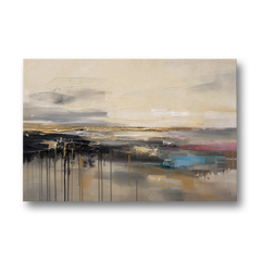 Horizontal Abstract Gold Seam Horizon Over Dripping Earth - Canvas Wall Art - Front