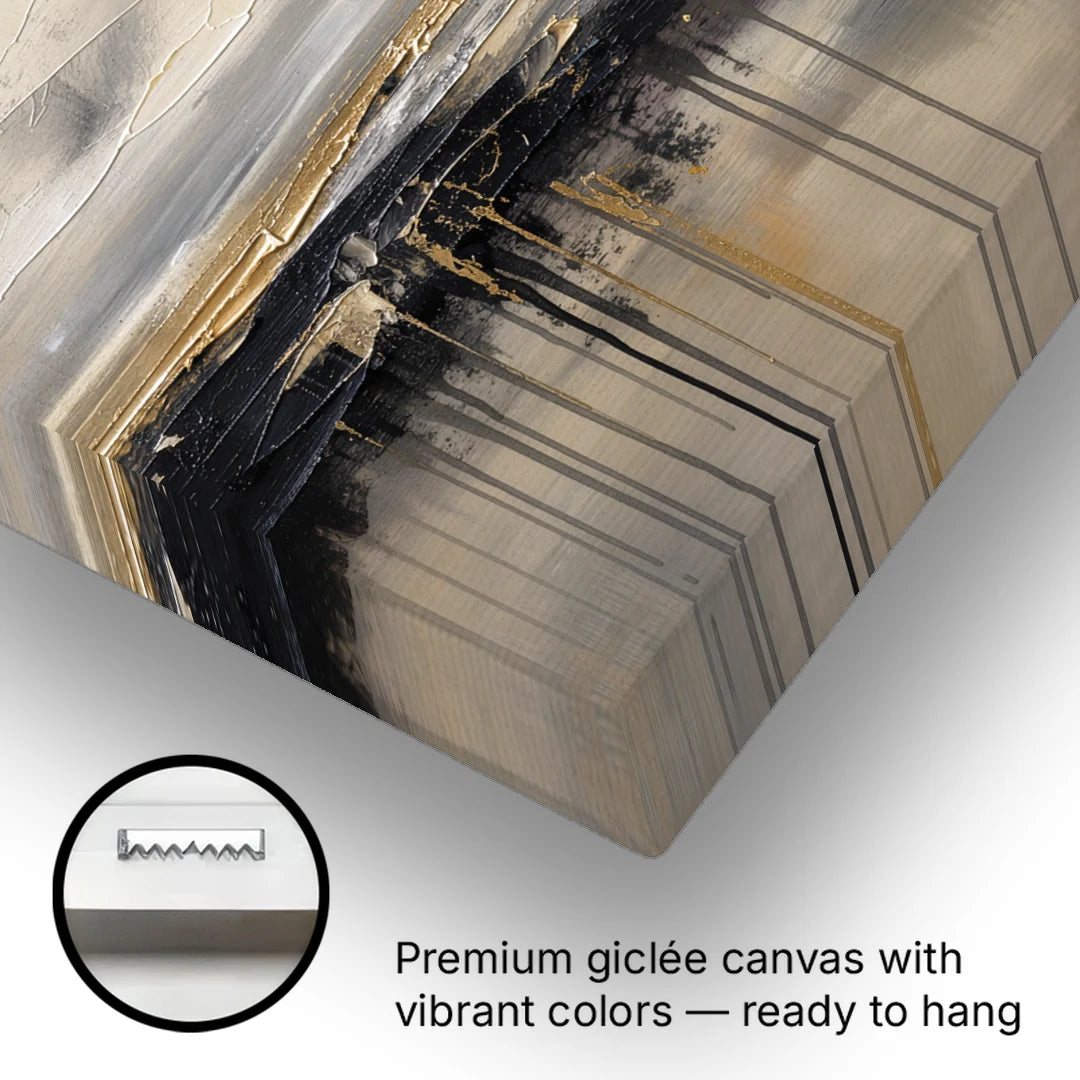 Horizontal Abstract Gold Seam Horizon Over Dripping Earth - Canvas Wall Art - Gallery Wrap Corner