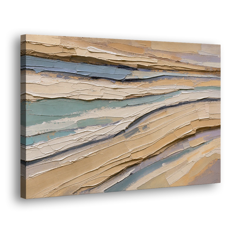 Horizontal Abstract Painting of Sandstone Strata - Canvas Wall Art - Side