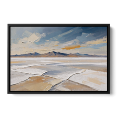 Horizontal Canvas Wall Art of a Cracked Salt Flat - Black Framed Canvas Wall Art - Front
