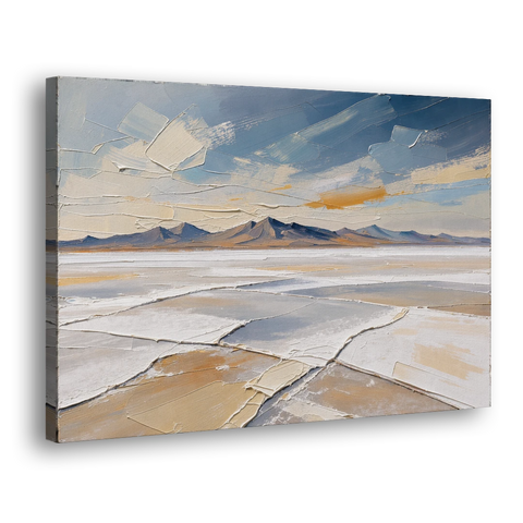 Horizontal Canvas Wall Art of a Cracked Salt Flat - Canvas Wall Art - Side