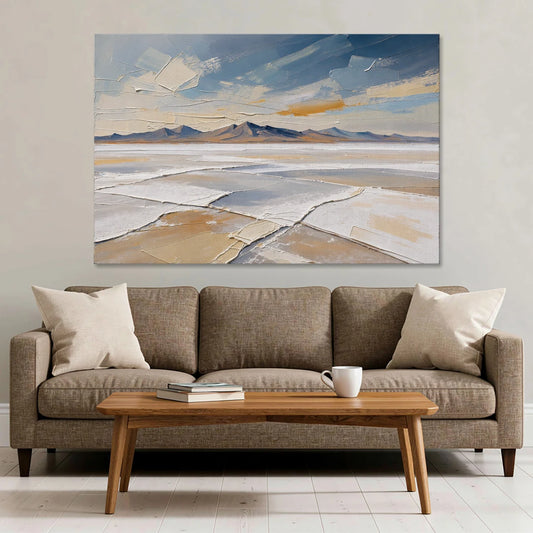 Horizontal Canvas Wall Art of a Cracked Salt Flat - Canvas Wall Art - Sofa - 60x40