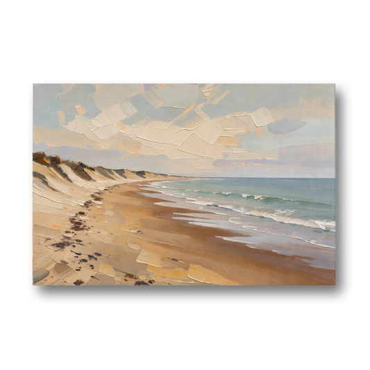 Horizontal Low Tide Beach Below Ivory Sky for the Bedroom - Canvas Wall Art - Front