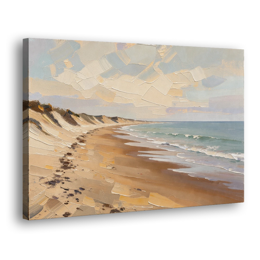 Horizontal Low Tide Beach Below Ivory Sky for the Bedroom - Canvas Wall Art - Side