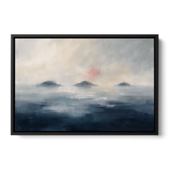 Horizontal Wall Art for Bedroom with Fog Islands - Black Framed Canvas Wall Art - Front