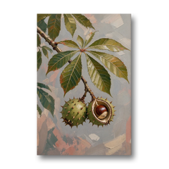 Horse Chestnut Branch With Split Husk - Canvas Wall Art - Front