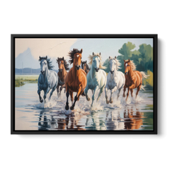 Horse Harmony in Nature - Black Framed Canvas Wall Art - Front