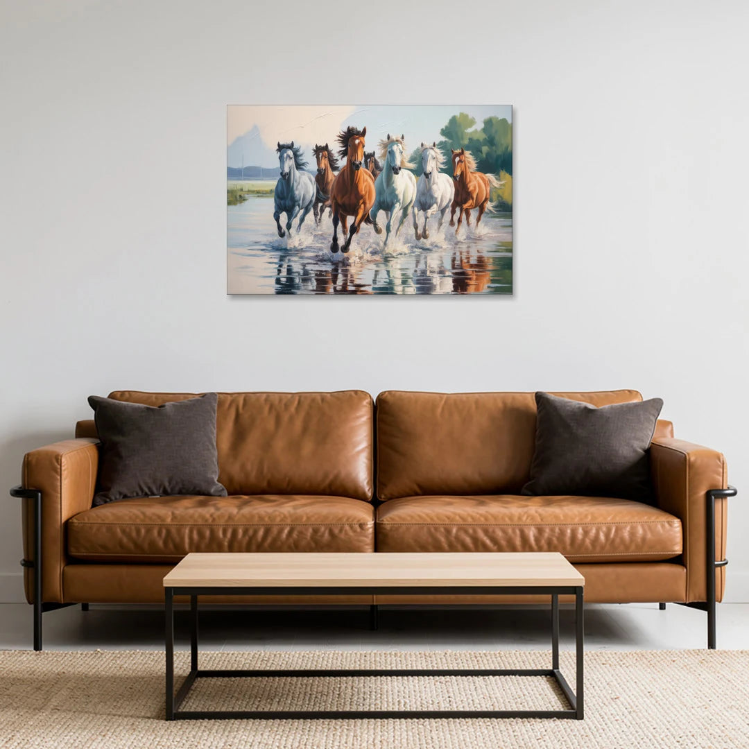 Horse Harmony in Nature - Canvas Wall Art - Sofa - 36x24