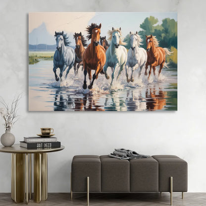 Horse Harmony in Nature Sitting Room - Canvas Wall Art
