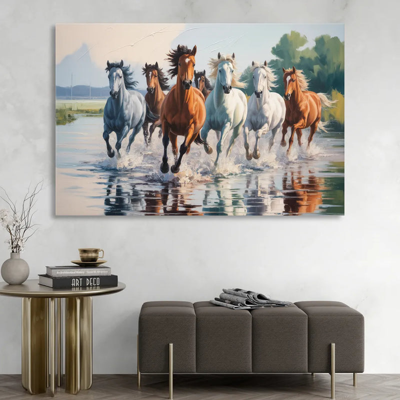 Horse Harmony in Nature Sitting Room - Canvas Wall Art