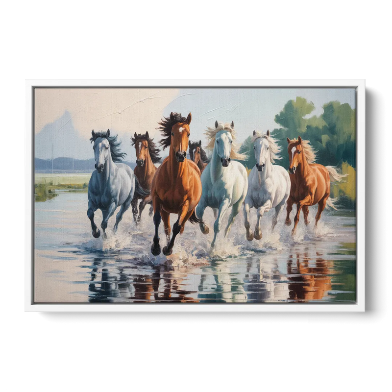 Horse Harmony in Nature Front - White Canvas Wall Art