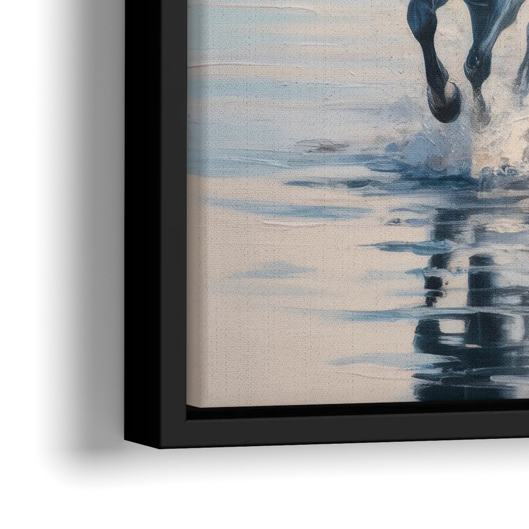 Horse Harmony in Nature - Close-Up Black Frame Canvas