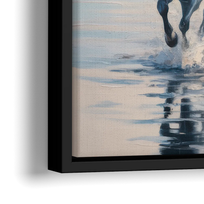 Horse Harmony in Nature - Close-Up Black Frame Canvas