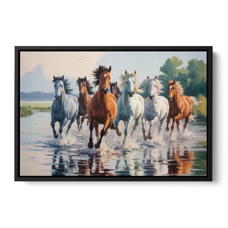 Horse Harmony in Nature Front - Black Canvas Wall Art