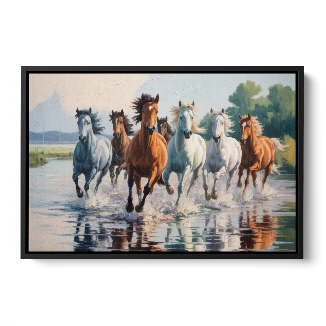 Horse Harmony in Nature - Black Frame Canvas