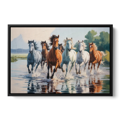 Horse Harmony in Nature - Black Frame Canvas