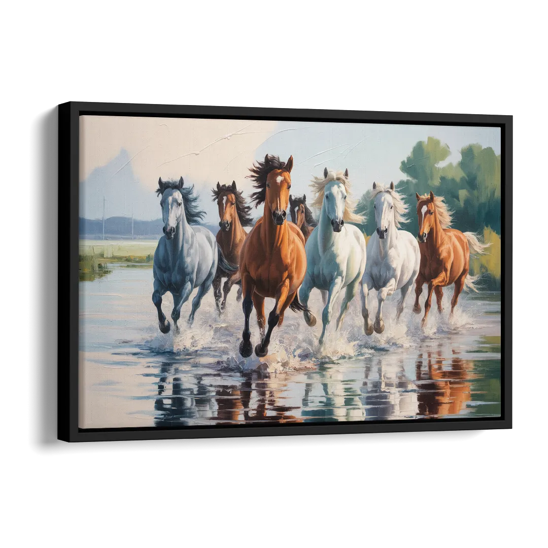 Horse Harmony in Nature Side - Black Canvas Wall Art