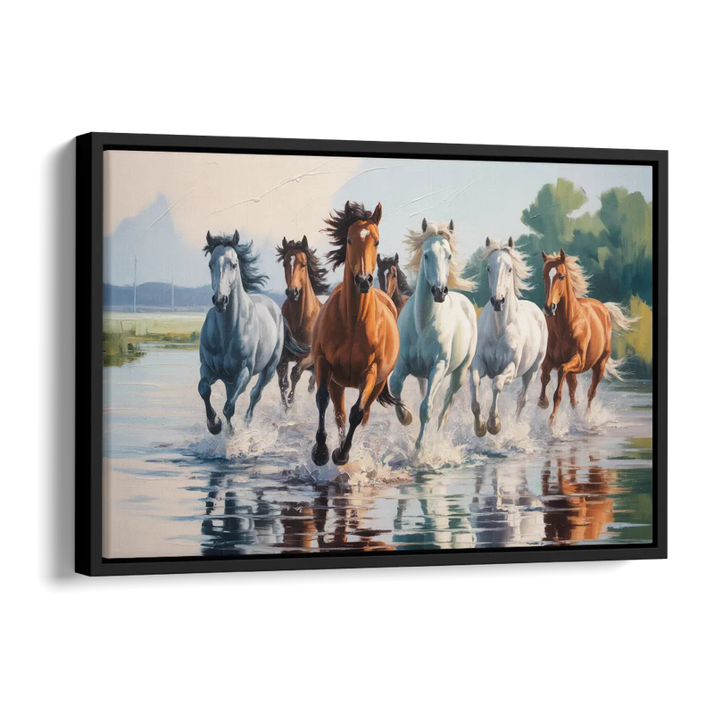 Horse Harmony in Nature Side - Black Canvas Wall Art