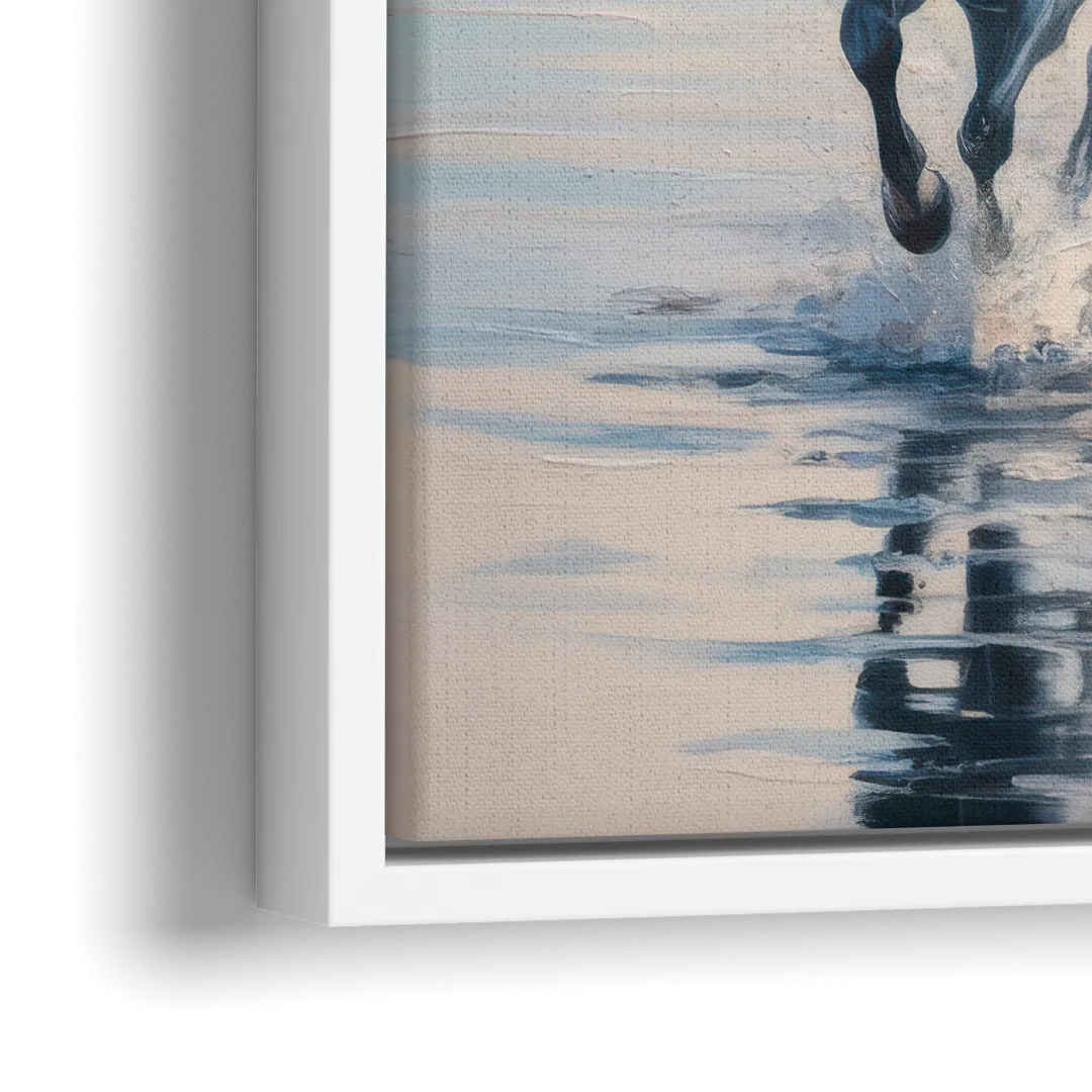 Horse Harmony in Nature - Close-Up White Frame Canvas