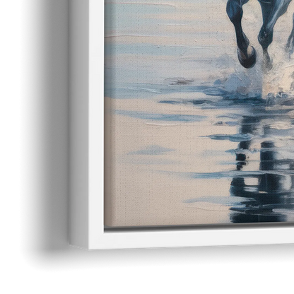 Horse Harmony in Nature - Close-Up White Frame Canvas