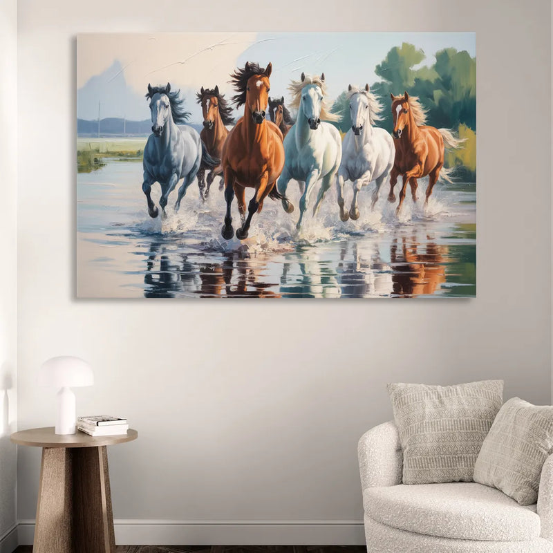 Horse Harmony in Nature Living Room - Canvas Wall Art