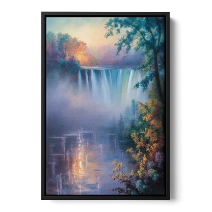 Horseshoe Falls Fog Front - Black Canvas Wall Art