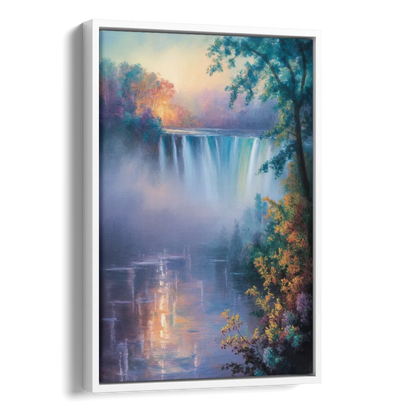 Horseshoe Falls Fog Side - White Canvas Wall Art
