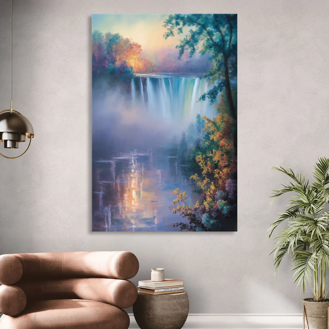 Horseshoe Falls Fog Living Room - Canvas Wall Art