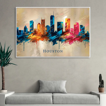 Houston Artistic Flair Living Room - White Canvas Wall Art
