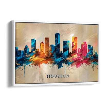 Houston Artistic Flair Side - White Canvas Wall Art