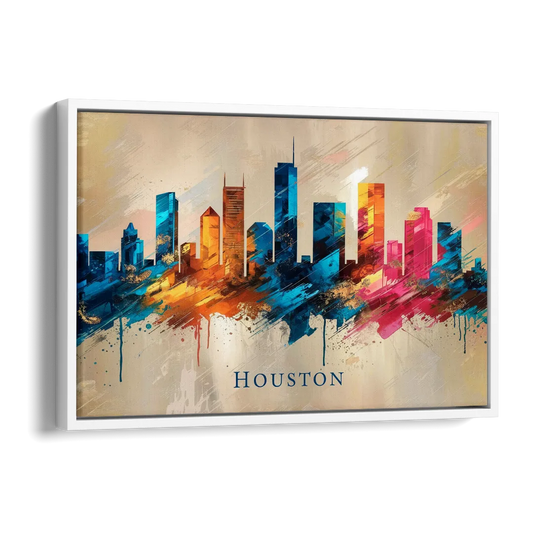 Houston Artistic Flair Side - White Canvas Wall Art